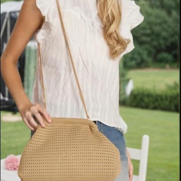 Summer Beach Woven Clutch Purses for Women 2025 Cloud Dumpling Pouch Purse Cross - Picture 5 of 6